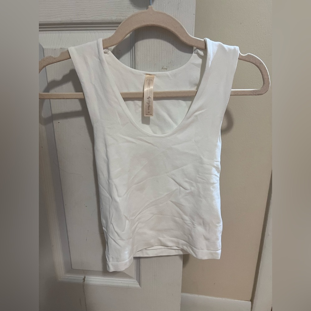 By Together White Fitted Crop Tank Top